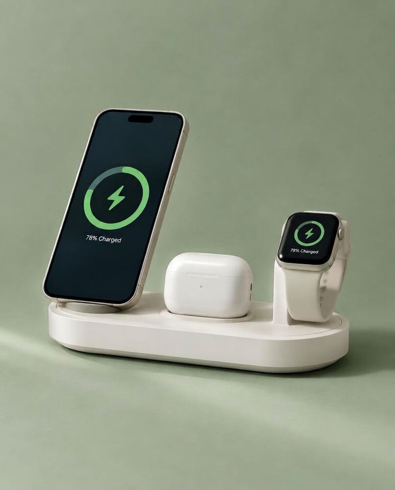 3-in-1 Compact Charging Dock in Cream